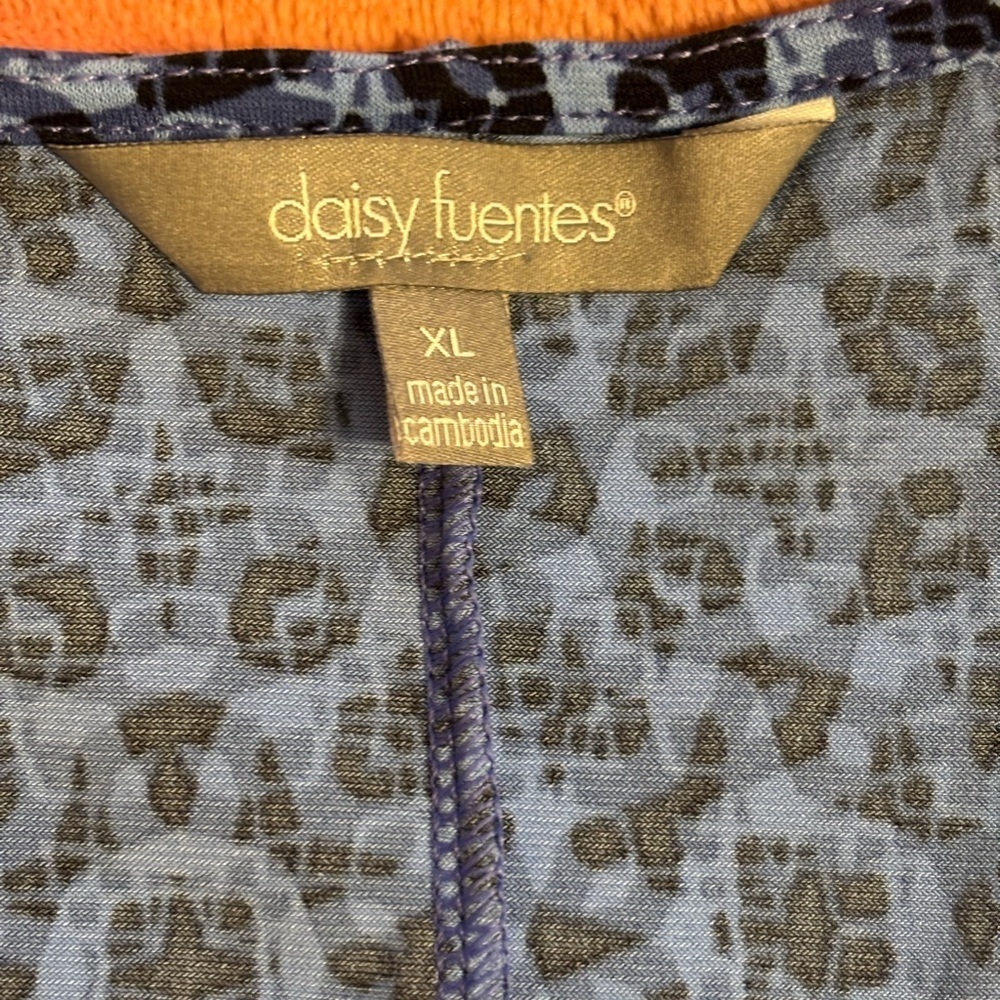 Daisy Fuentes Blue Abstract Midi Dress XL - Picture 3 of 9